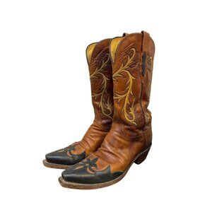 Lucchese Brown Leather Western Boots Size 7.5